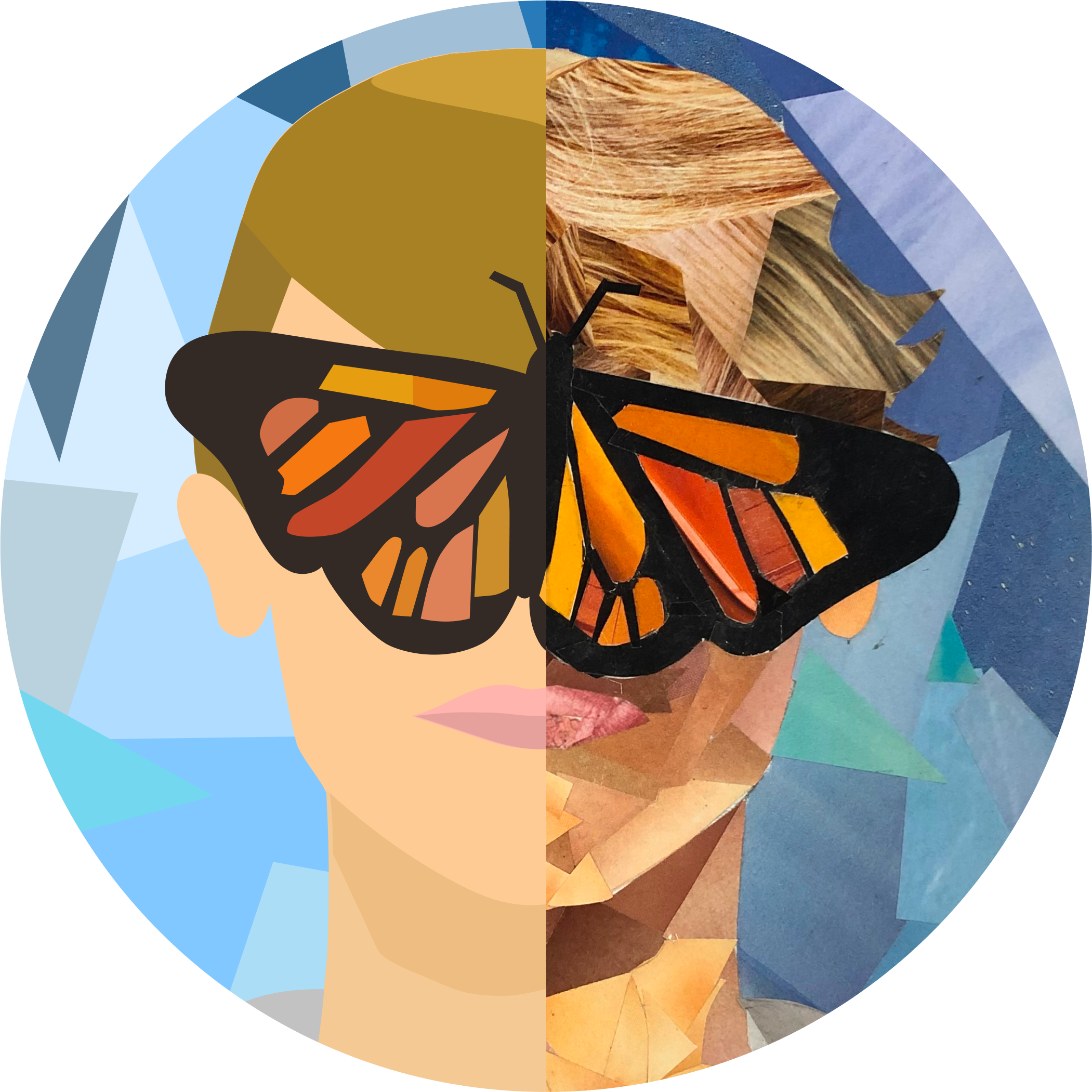Butterfly collage portrait of Luke James