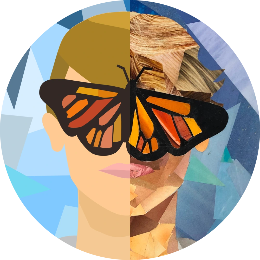 Butterfly collage portrait of Luke James
